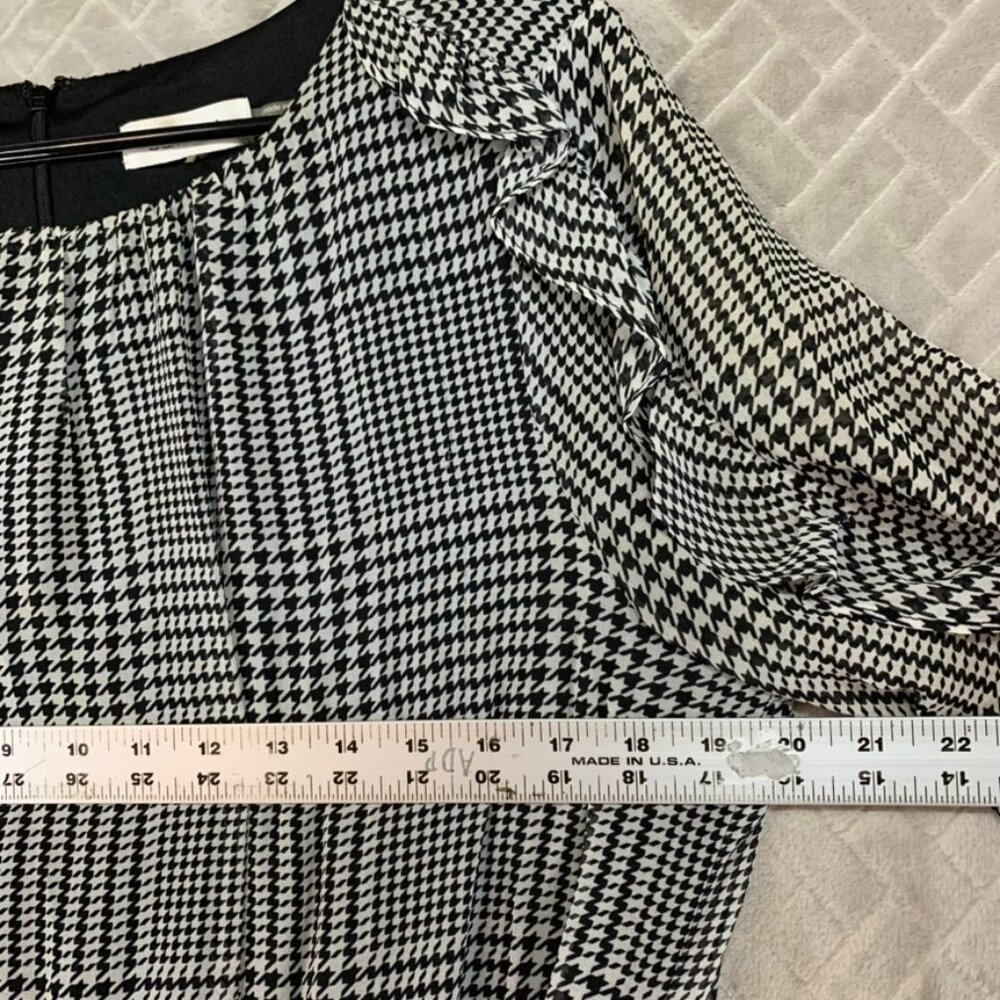 Calvin Klein Womens M Mini Dress Black White Houndstooth Long Sleeve with Belt - Picture 9 of 16
